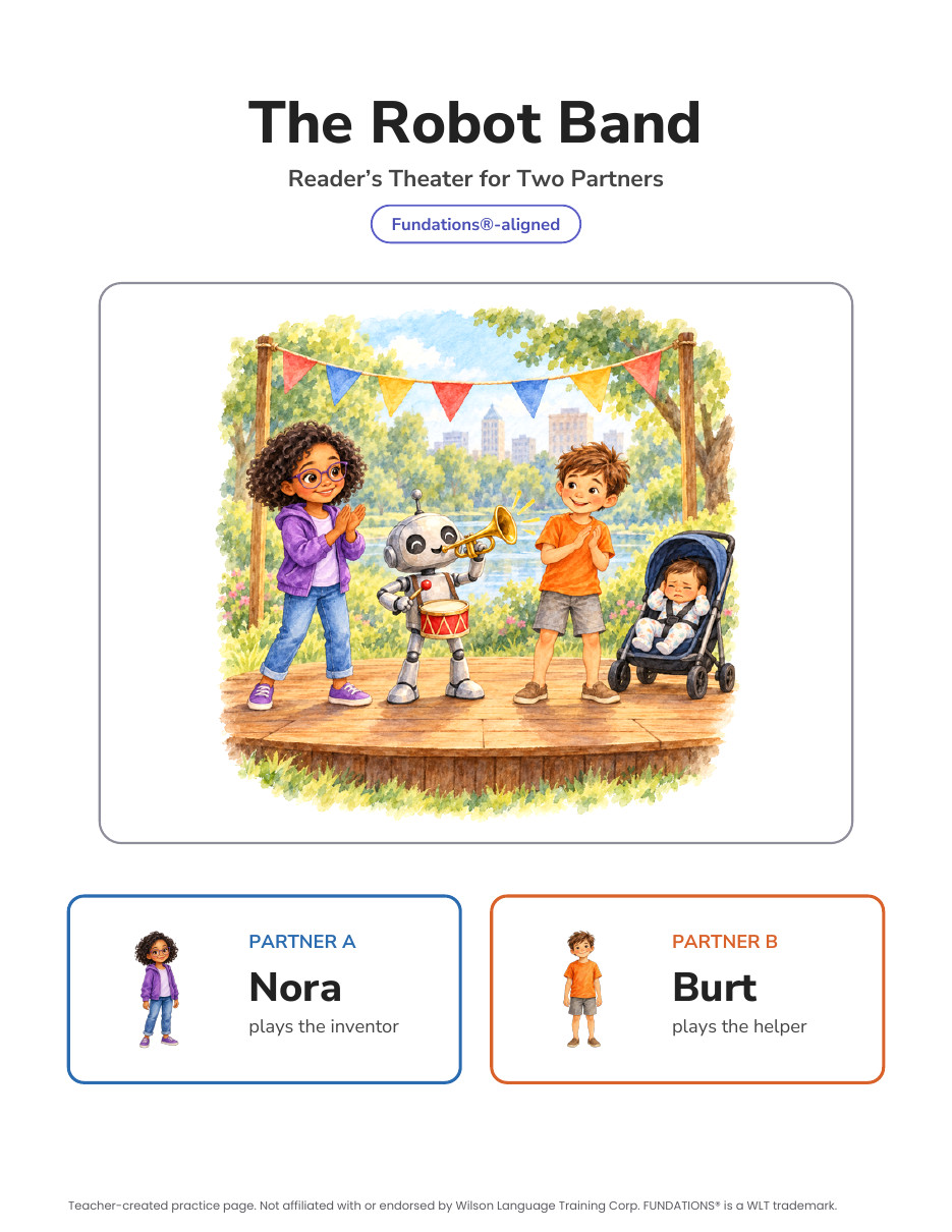Preview page 4 of Fundations-Aligned Partner Reader's Theater · Level 3 Unit 6