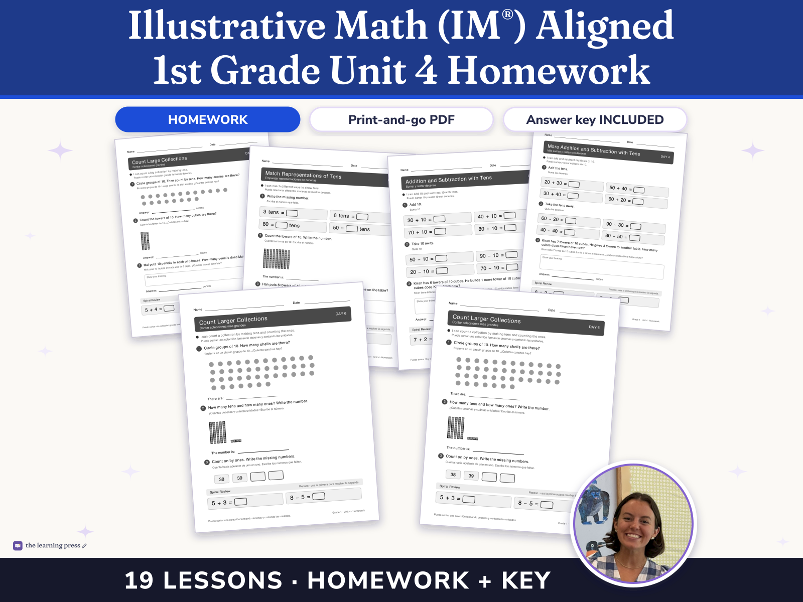 Preview page 1 of Illustrative Math (IM®) Aligned 1st Grade Unit 4 Homework: Numbers to 99