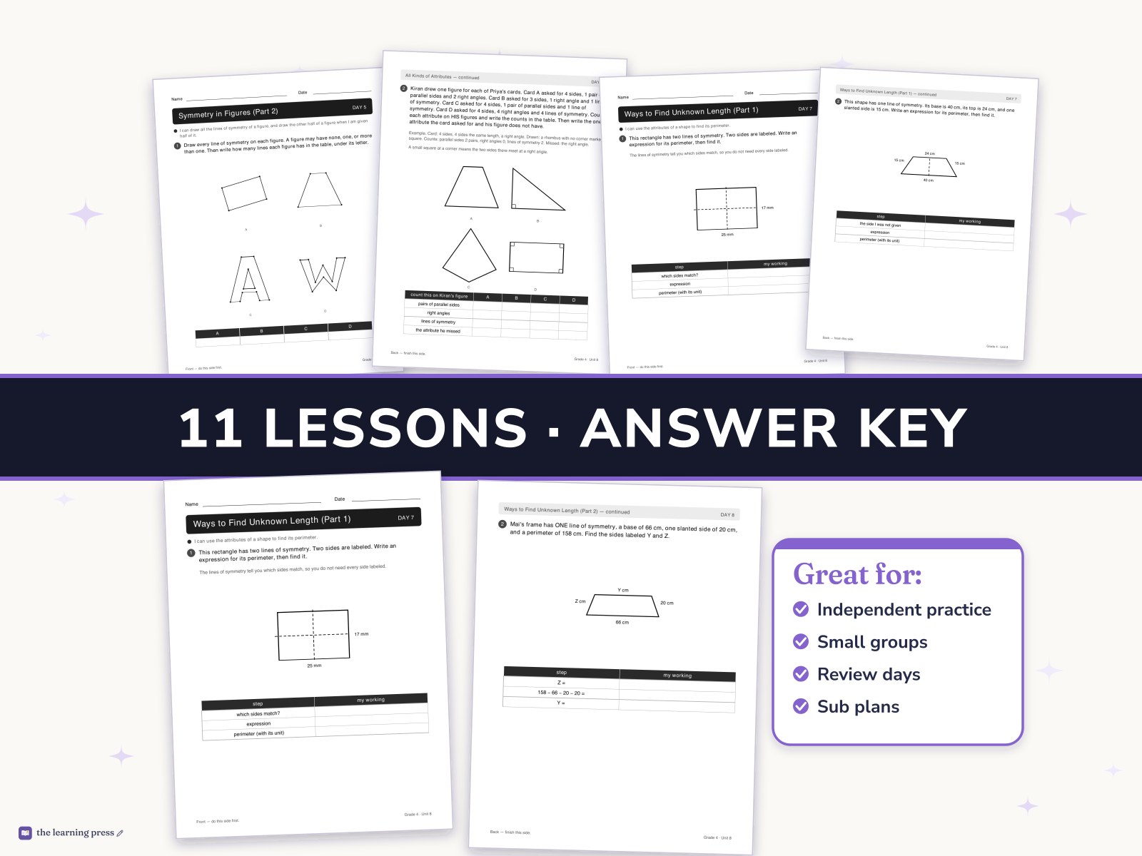 Preview page 3 of Illustrative Math (IM®) Aligned 4th Grade Unit 8 Worksheets: Properties of Two-dimensional Shapes