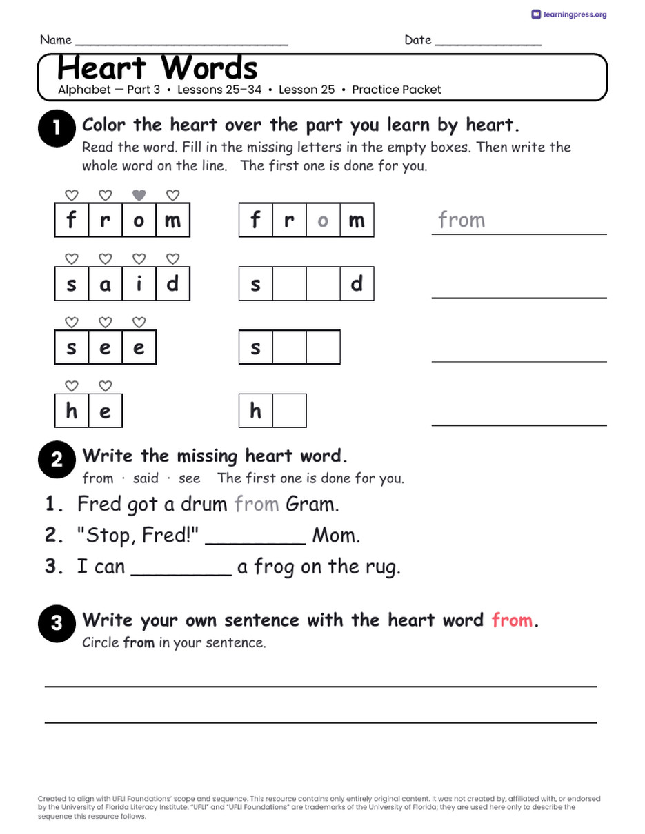 Preview page 3 of Alphabet — Part 3 Unit Bundle · Lessons 25–34