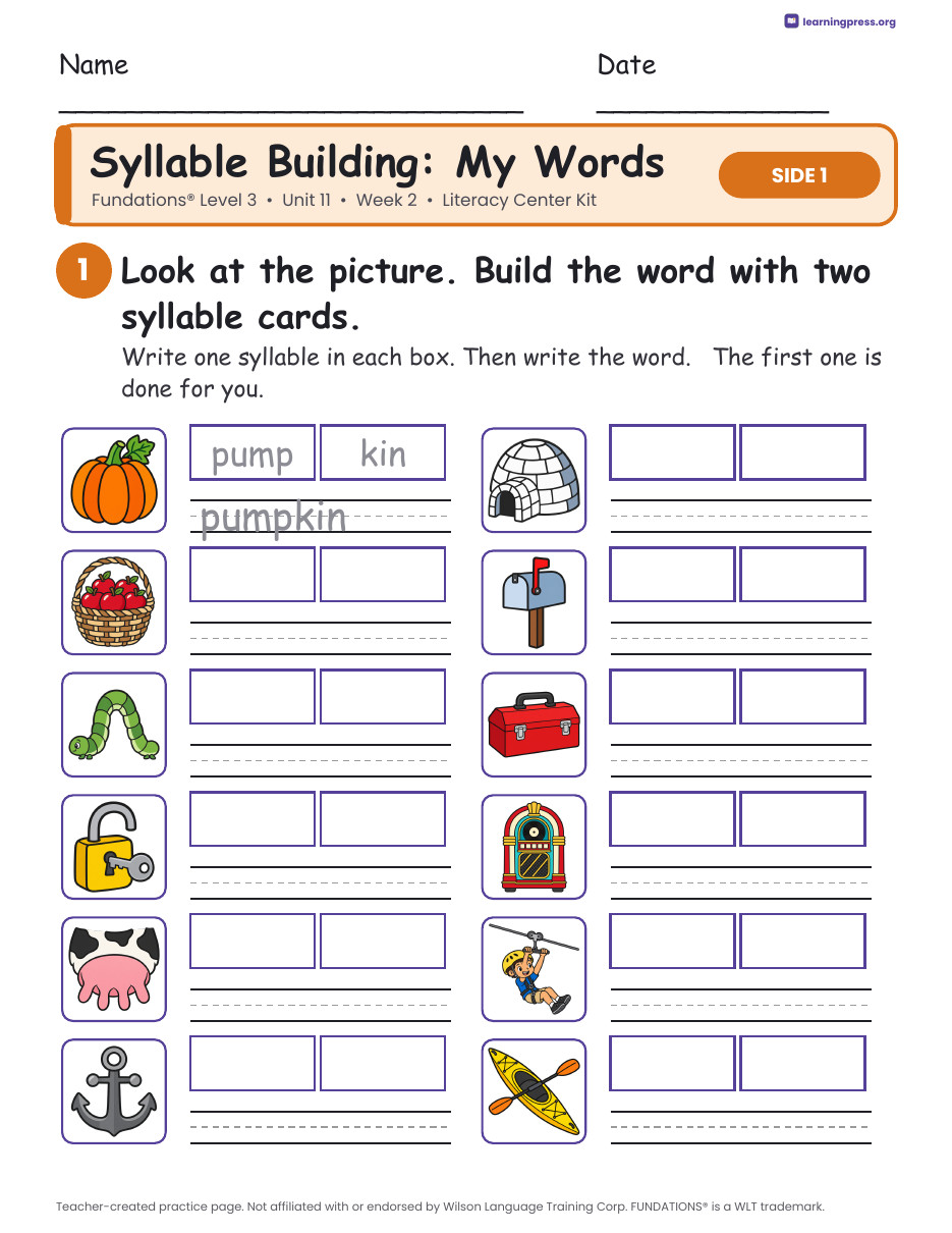 Preview page 2 of Fundations Level 3 Unit 11 Week 2 Literacy Center Kit