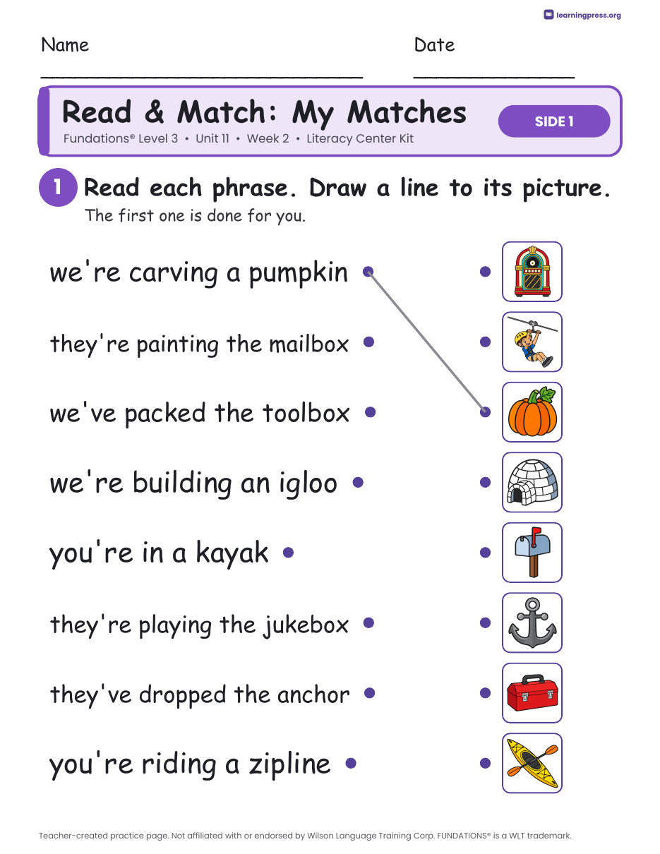 Preview page 3 of Fundations Level 3 Unit 11 Week 2 Literacy Center Kit