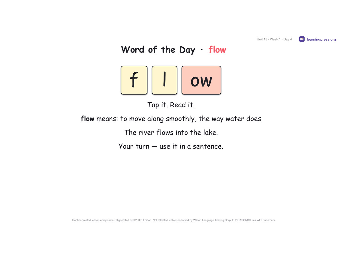 Preview page 2 of Fundations Level 2 Unit 13 Lesson Slides – 3rd Edition Aligned