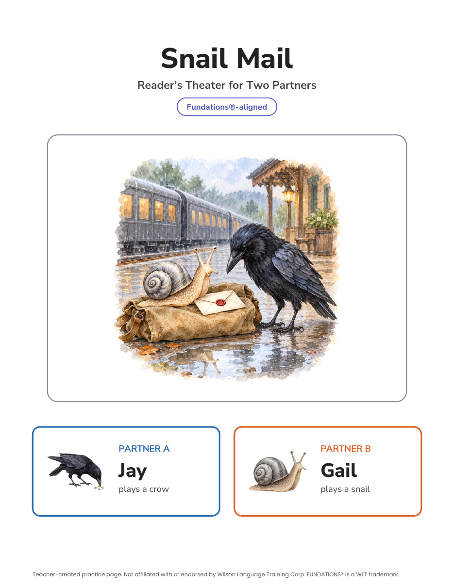 Preview page 1 of Fundations-Aligned Partner Reader's Theater · Level 2 Set (Units 1–17)