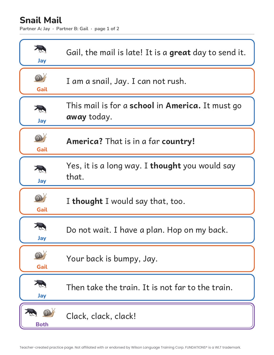Preview page 4 of Fundations-Aligned Partner Reader's Theater · Level 2 Set (Units 1–17)