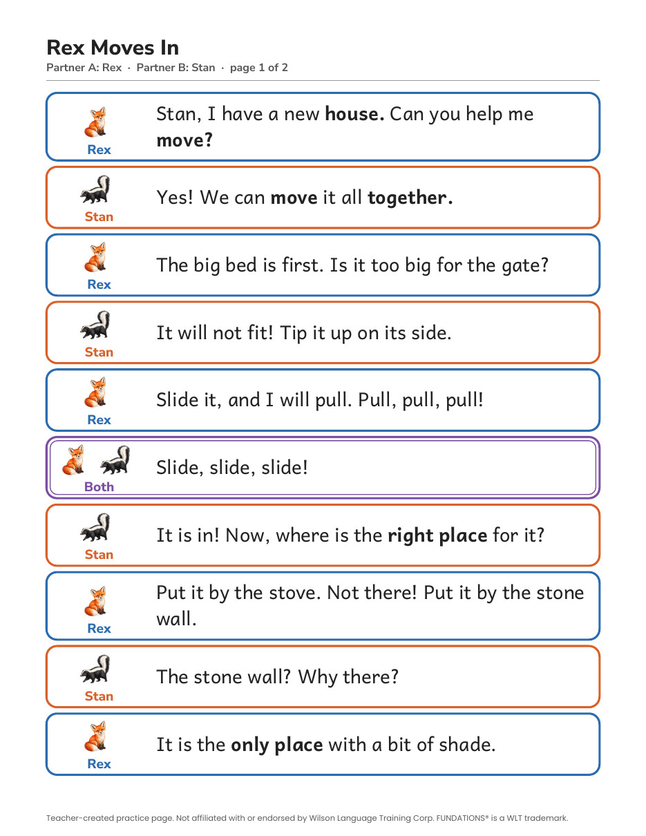 Preview page 2 of Fundations-Aligned Partner Reader's Theater · Level 2 Unit 6
