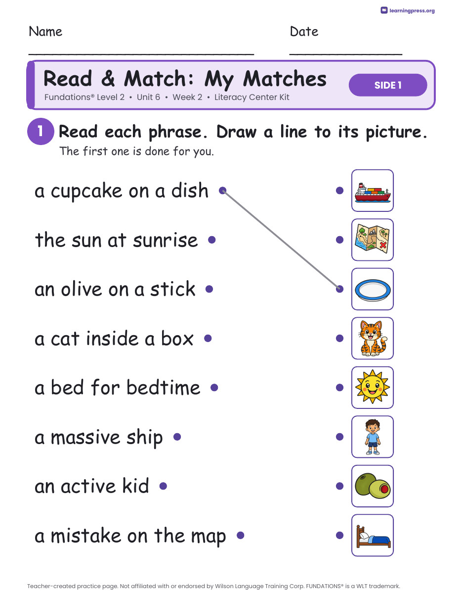 Preview page 3 of Fundations Level 2 Unit 6 Week 2 Literacy Center Kit