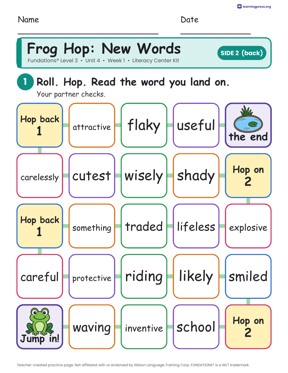 Preview page 4 of Fundations Level 3 Unit 4 Week 1 Literacy Center Kit